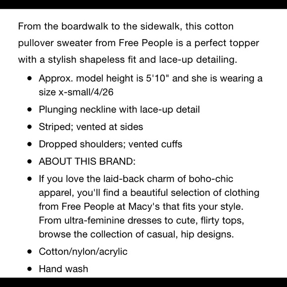 NWT Free People Marina Bay Lace-Up Sweater - Picture 9 of 12